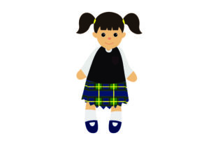 Toy Doll in School Uniform: Kids Crafts Asset